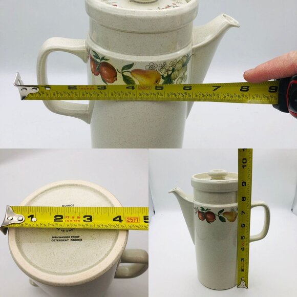 Vtg Wedgwood Quince Stoneware Coffee Pot & Lid Ring of Fruit Discontinued - Picture 10 of 10